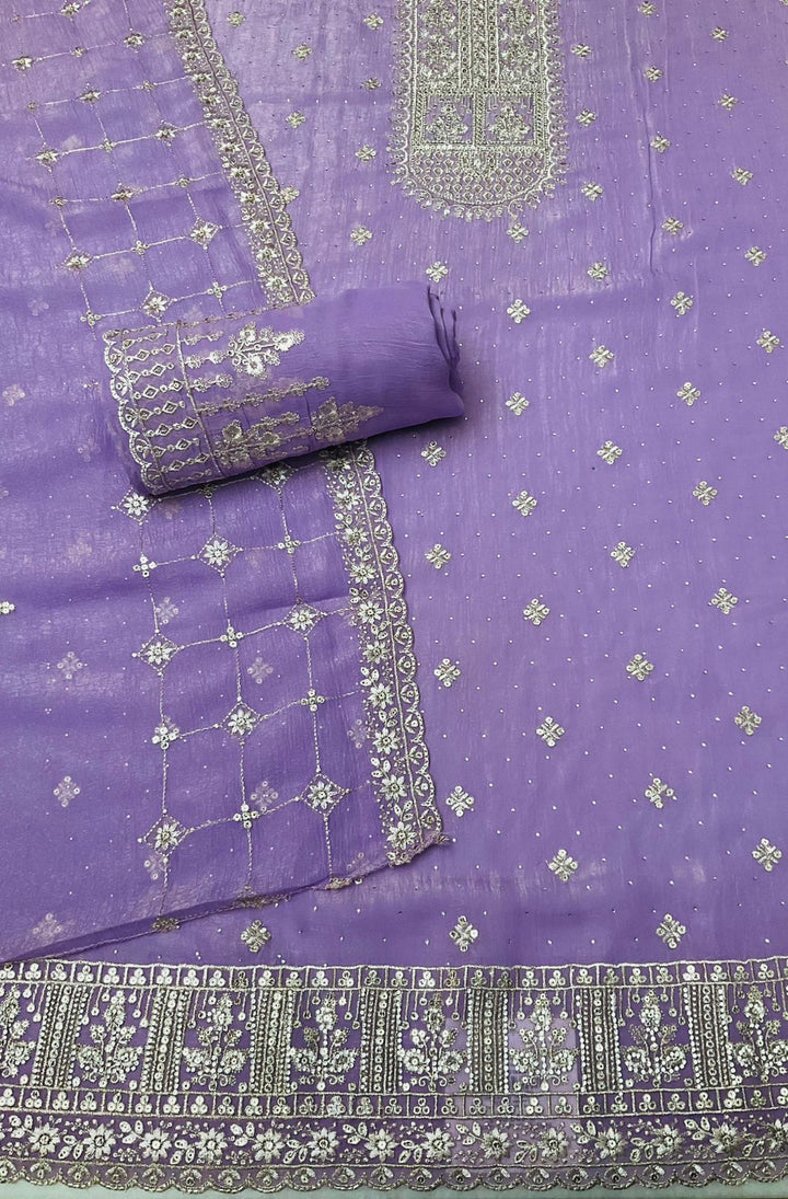 Chinnon Embroidered Unstiched Suit -45542