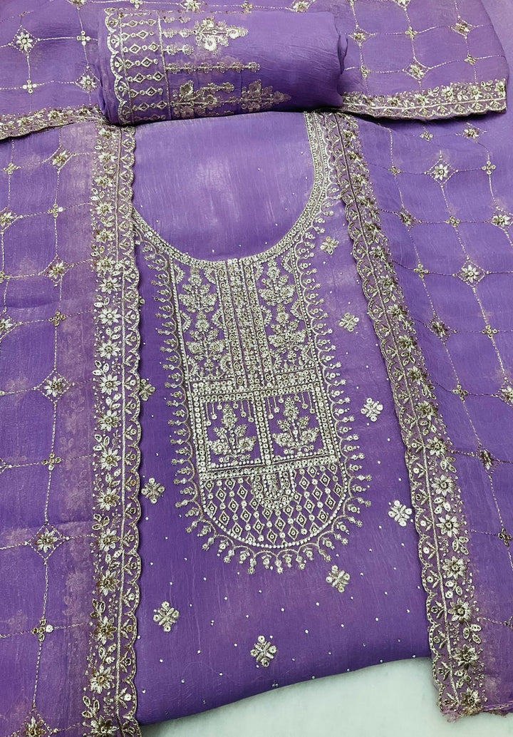 Chinnon Embroidered Unstiched Suit -45542