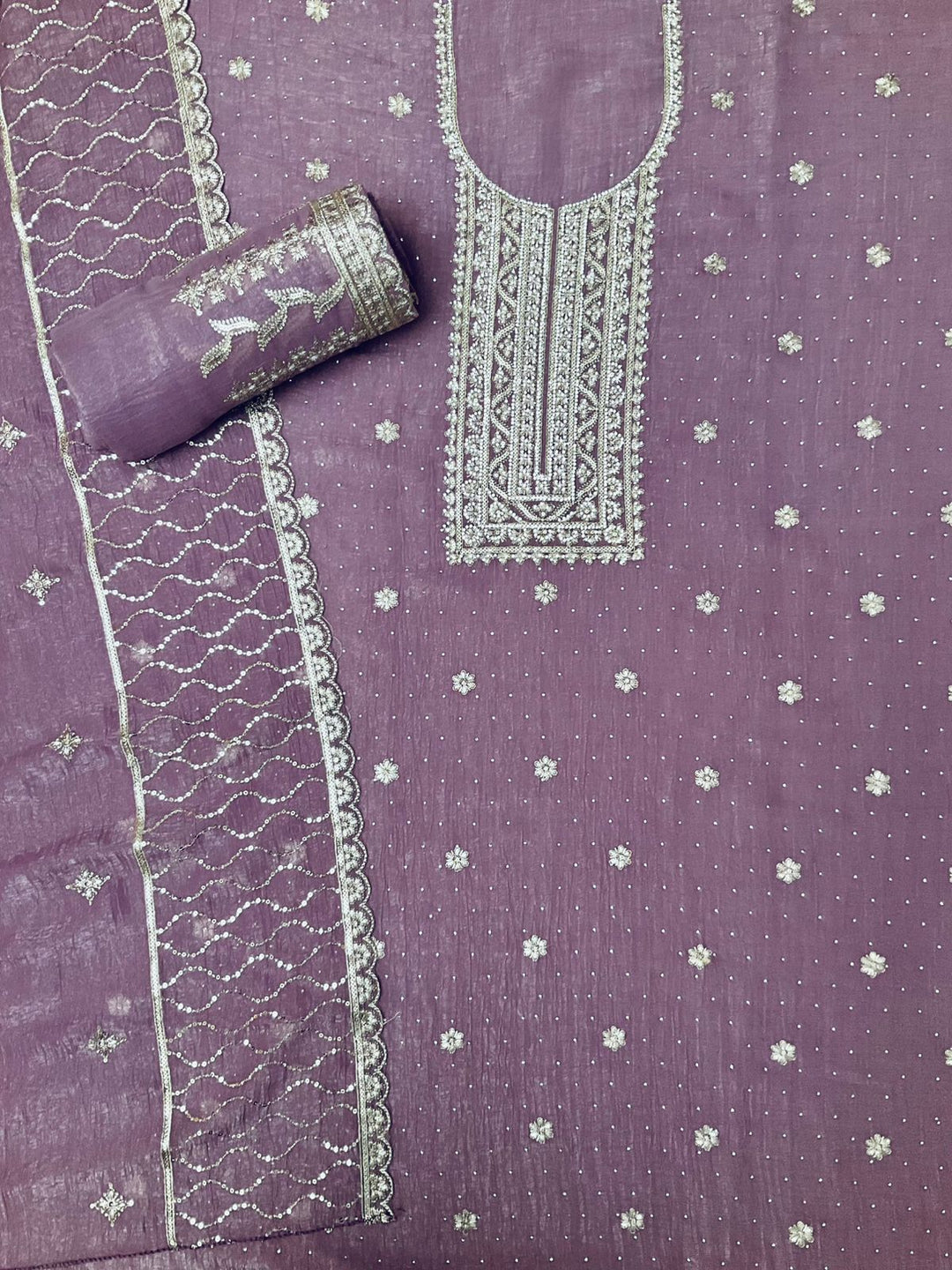 Chinnon Embroidered Unstiched Suit -45541