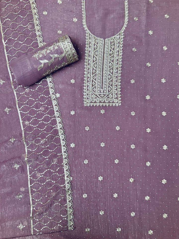 Chinnon Embroidered Unstiched Suit -45541