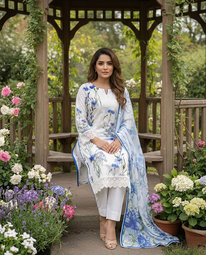 Pure Cotton Unstitched Suit with a Muslin Duppatta - 53295