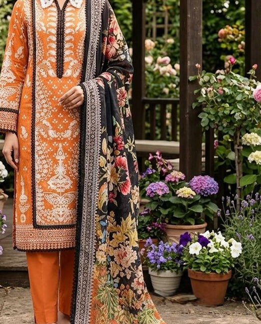 Printed Cotton Unstitched Suit with a Cotton Duppatta (53975)