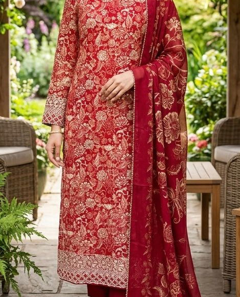 Printed Cotton Unstitched Suit with a Cotton Duppatta (53346)