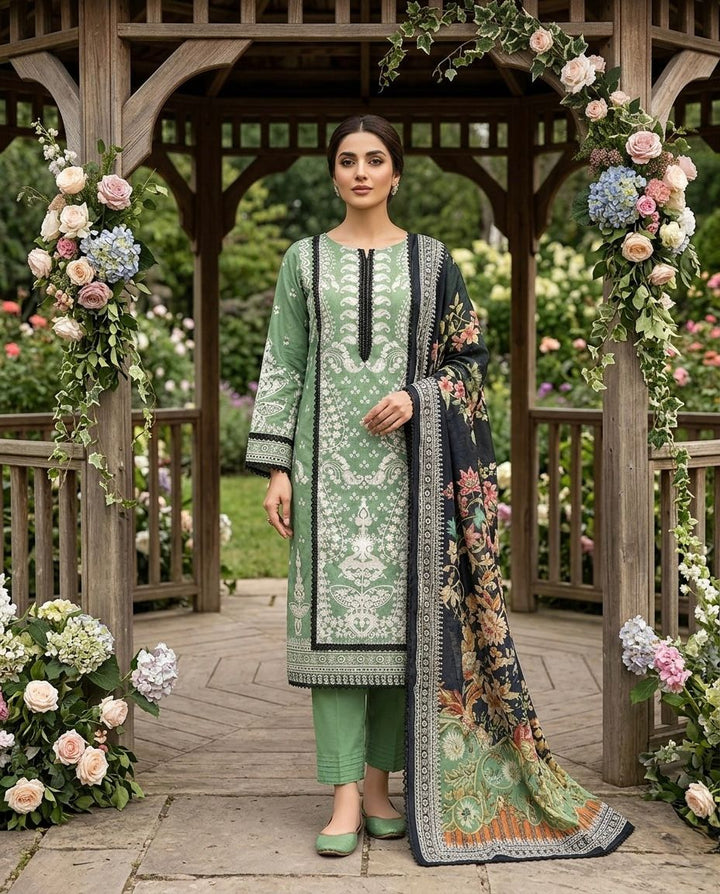 Printed Cotton Unstitched Suit with a Cotton Duppatta -53975