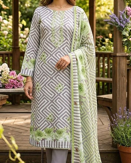 Printed Cotton Unstitched Suit with a Cotton Duppatta -46279