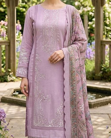 Muslin Unstitched Suit with a Organza Duppatta (53707)