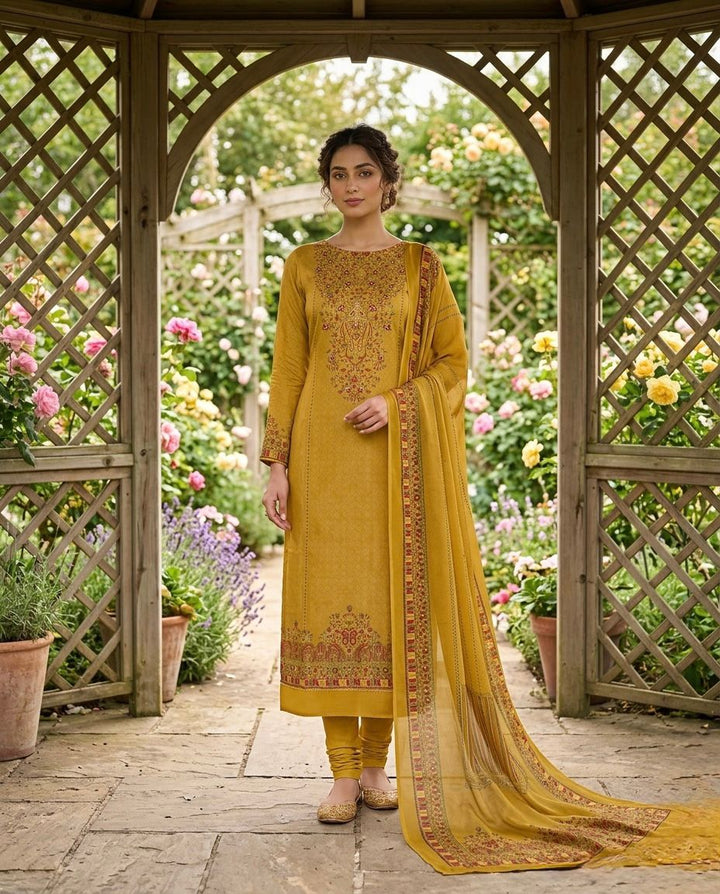 Muslin Unstitched Suit with a Muslin Duppatta (53025)