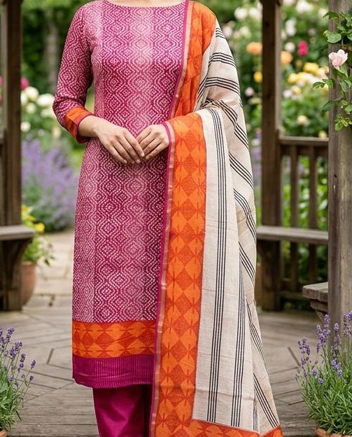Printed Chanderi Unstitched Suit with a Chanderi Duppatta (49616)