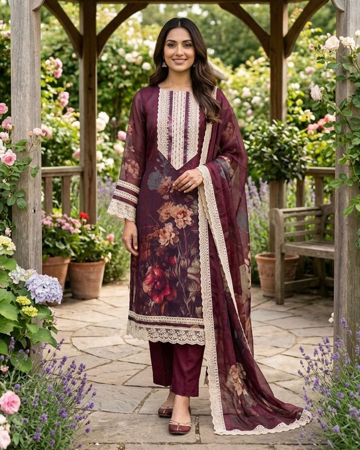 Muslin Unstitched Suit with a Muslin Duppatta (53792)