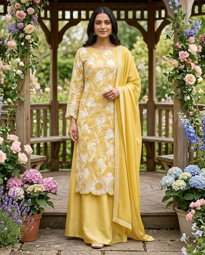 Muslin Unstitched Suit with a Muslin Duppatta - 53303