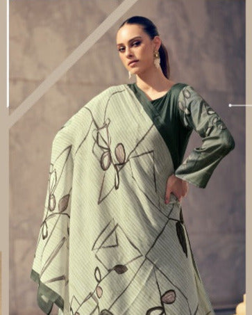 44420 - Printed Cotton Embroidered Suit With Cotton Duppatta