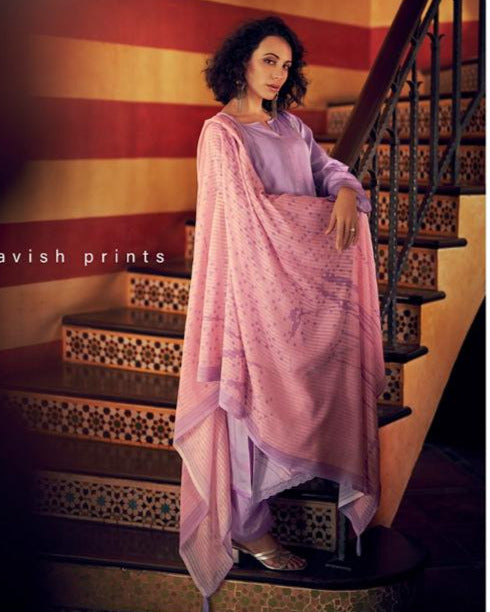 44428 - Printed Cotton Embroidered Suit With Cotton Duppatta
