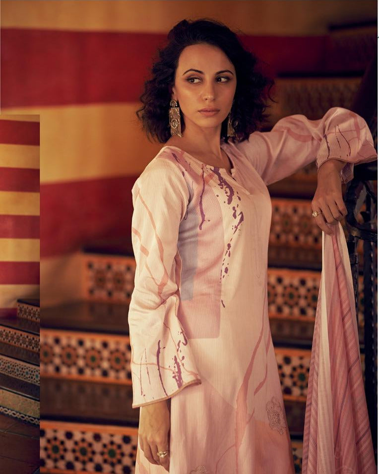 44429 - Printed Cotton Embroidered Suit With Cotton Duppatta