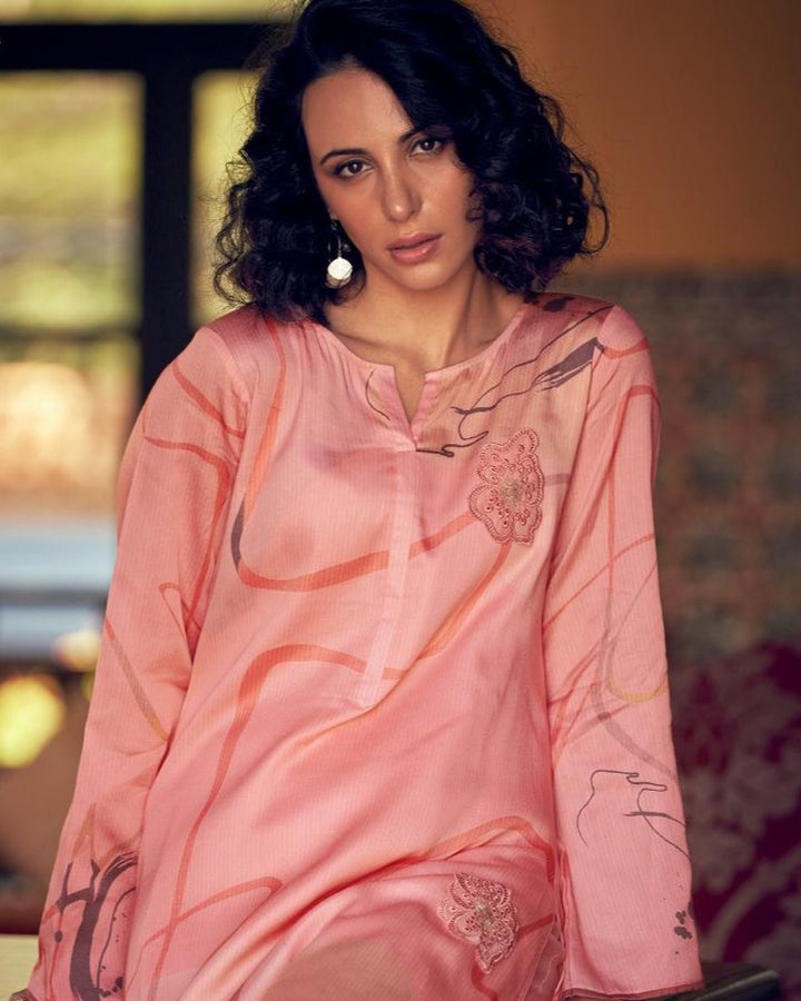 44432 - Printed Cotton Embroidered Suit With Cotton Duppatta