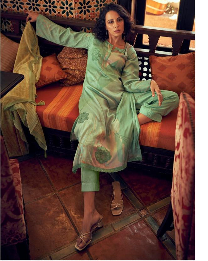 44433 - Printed Cotton Embroidered Suit With Cotton Duppatta