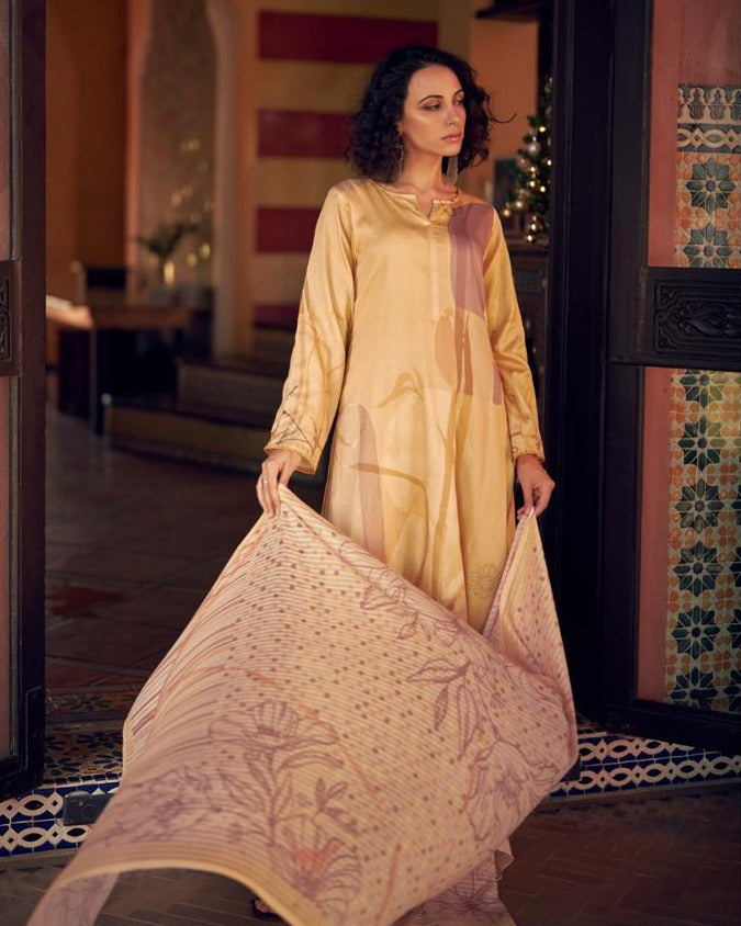 44434 - Printed Cotton Embroidered Suit With Cotton Duppatta