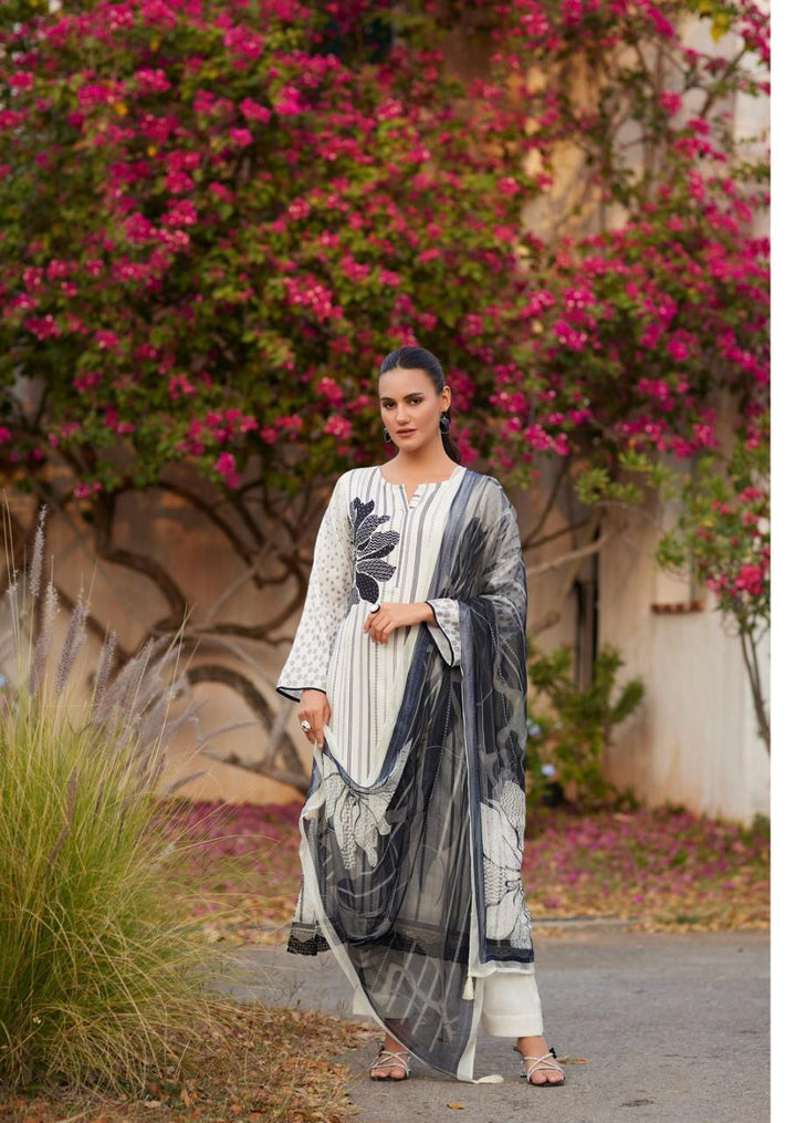 44464 - Printed Cotton Embroidered Suit With Cotton Duppatta