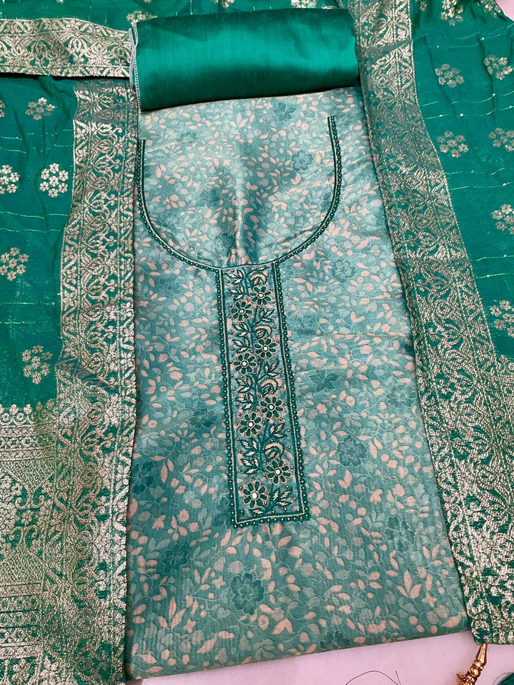 Chanderi Embroidered Unstiched Suit -45335