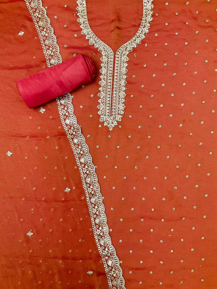 Organza Embroidered Unstiched Suit -45553