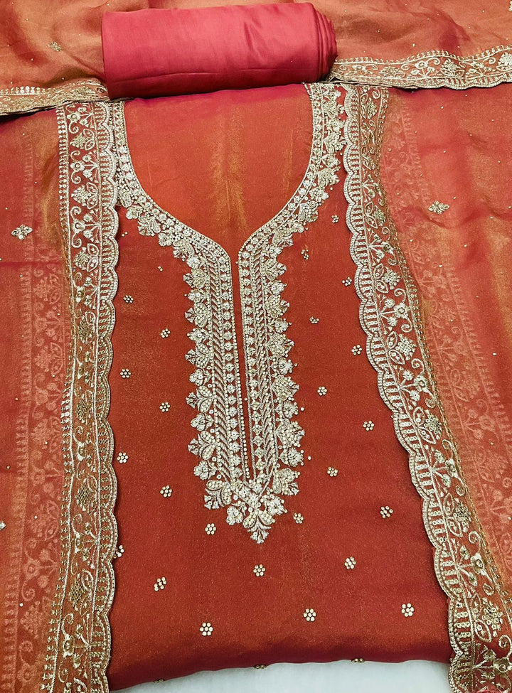 Organza Embroidered Unstiched Suit -45553