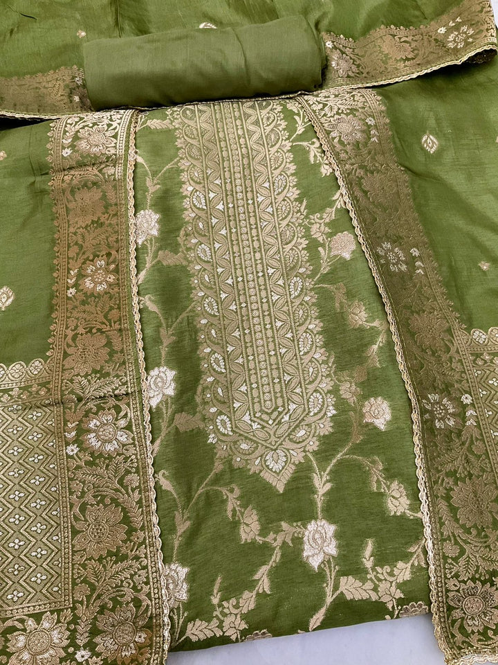 Chanderi Embroidered Unstiched Suit -45545