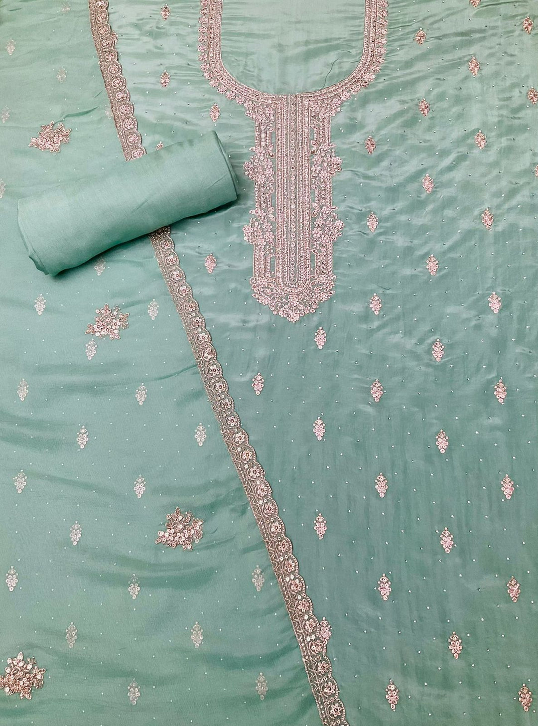 Crepe Embroidered Unstitched Suit -45543