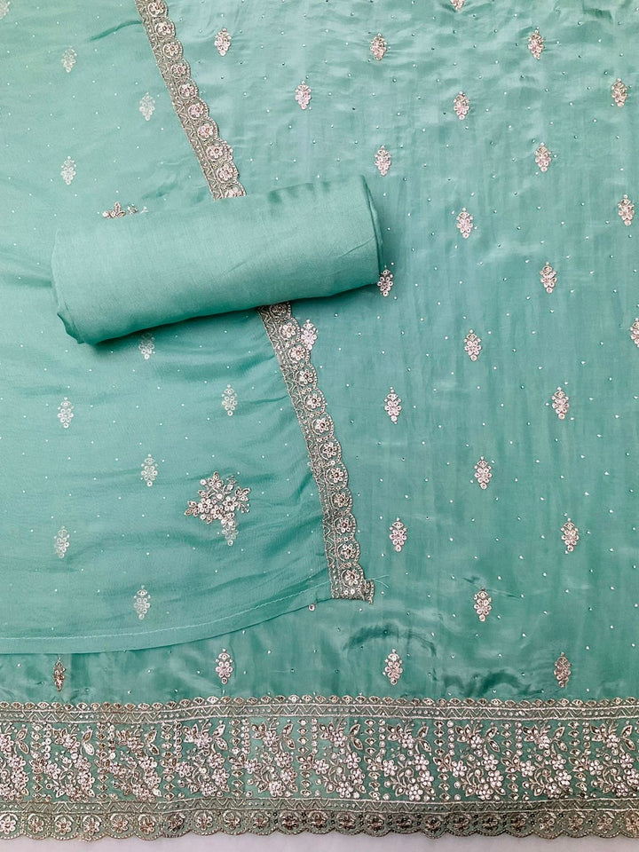 Crepe Embroidered Unstitched Suit -45543