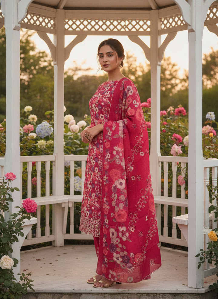 Embroidered Rani Pink Cotton for Everyday Elegance (56808)