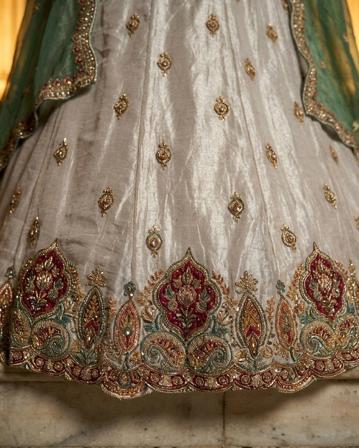 Emerald Tissue Embroidered Bridal Dupatta (53414)