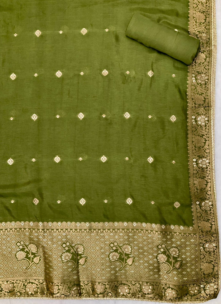 Chanderi Embroidered Unstiched Suit (45545)