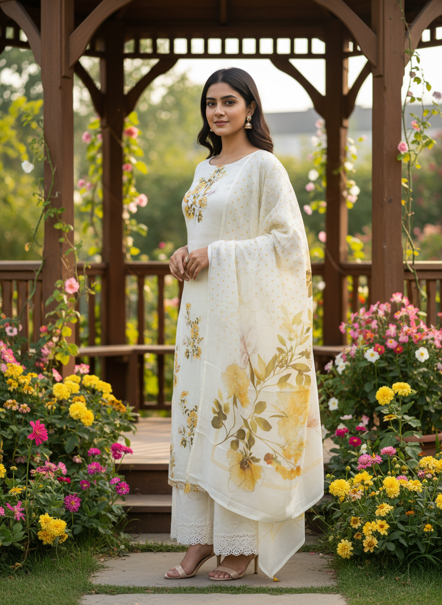 Cream Paisley Muslin for Effortless Elegance (54953)
