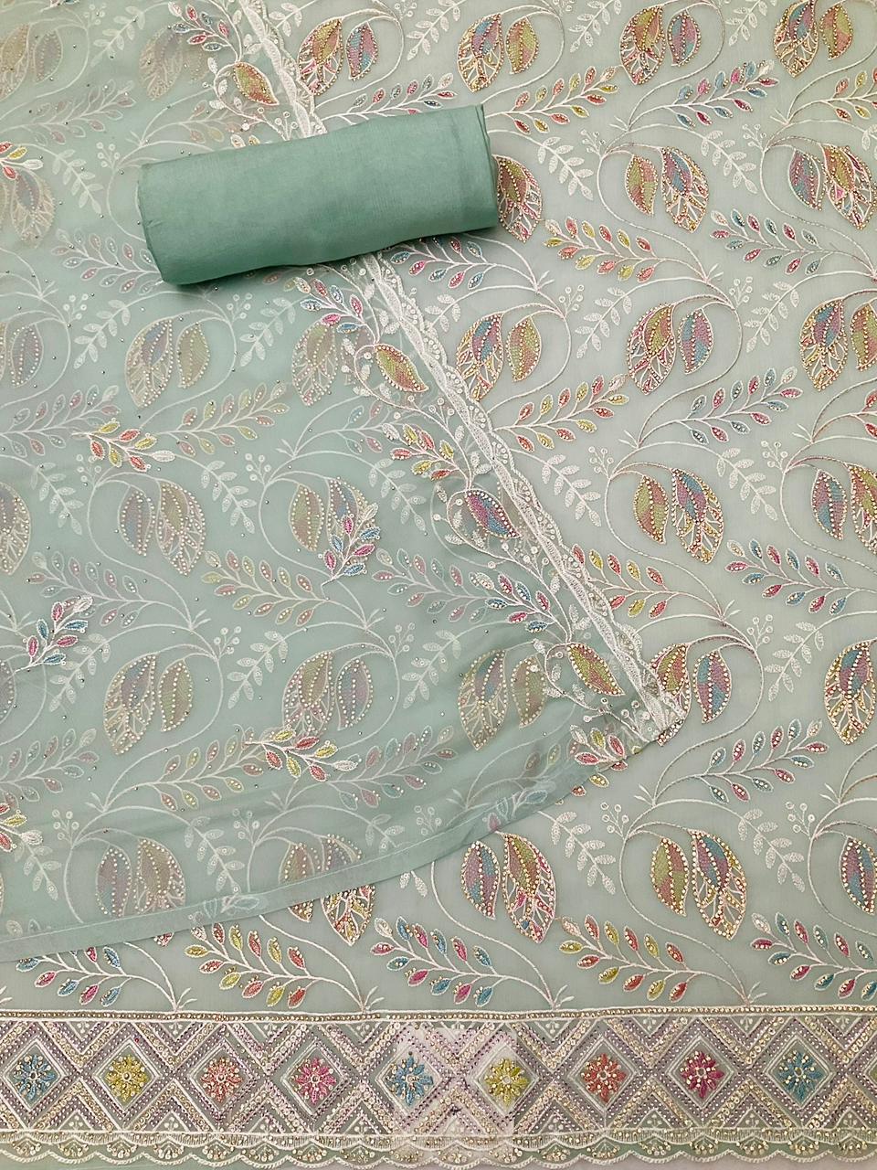 Organza Embroidered Unstiched Suit (45344)