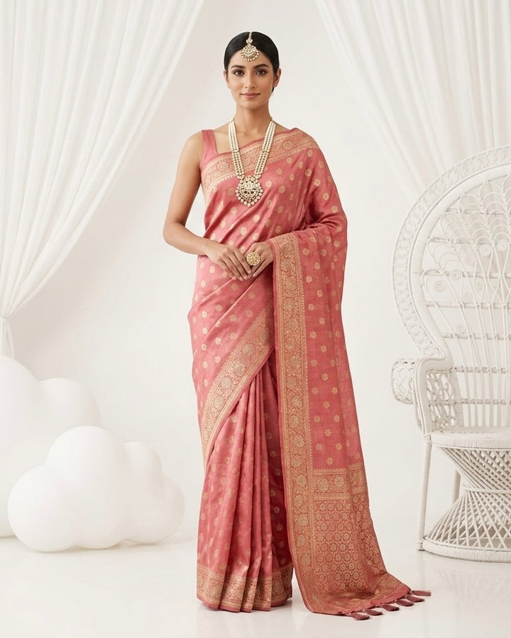 Heritage Silk Saree in Blush Pink Embroidery (54901)