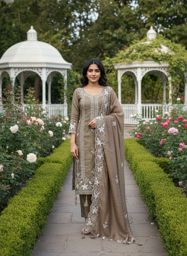 Bronze Dusk Tissue with Gota Embellishment (52491)