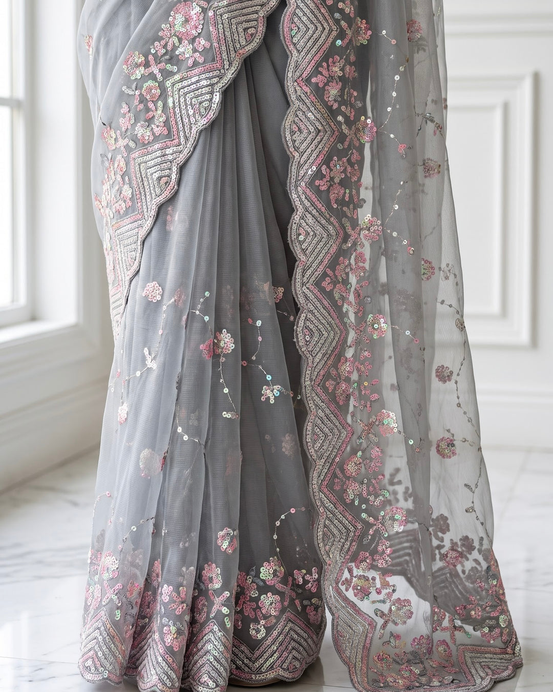 Embroidered organza Saree (36185)