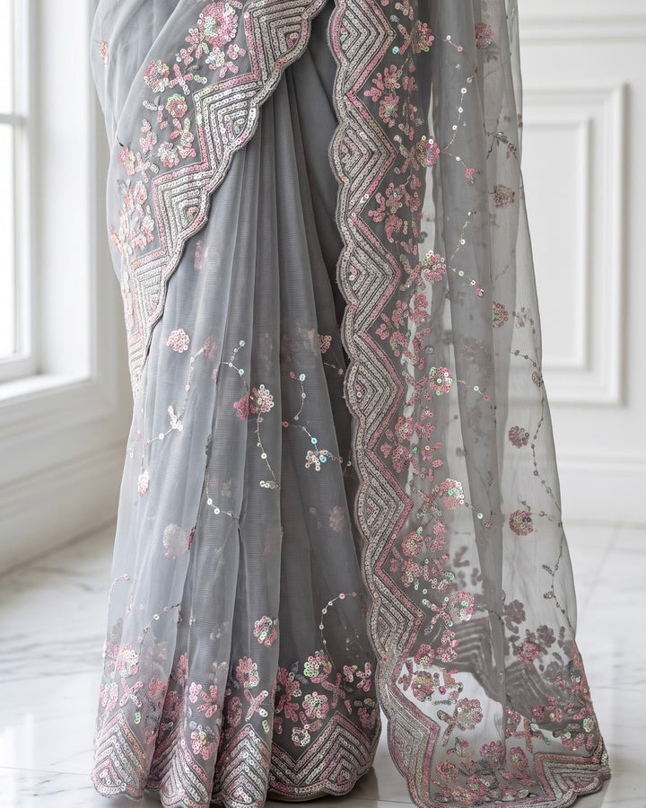 Embroidered organza Saree (36185)
