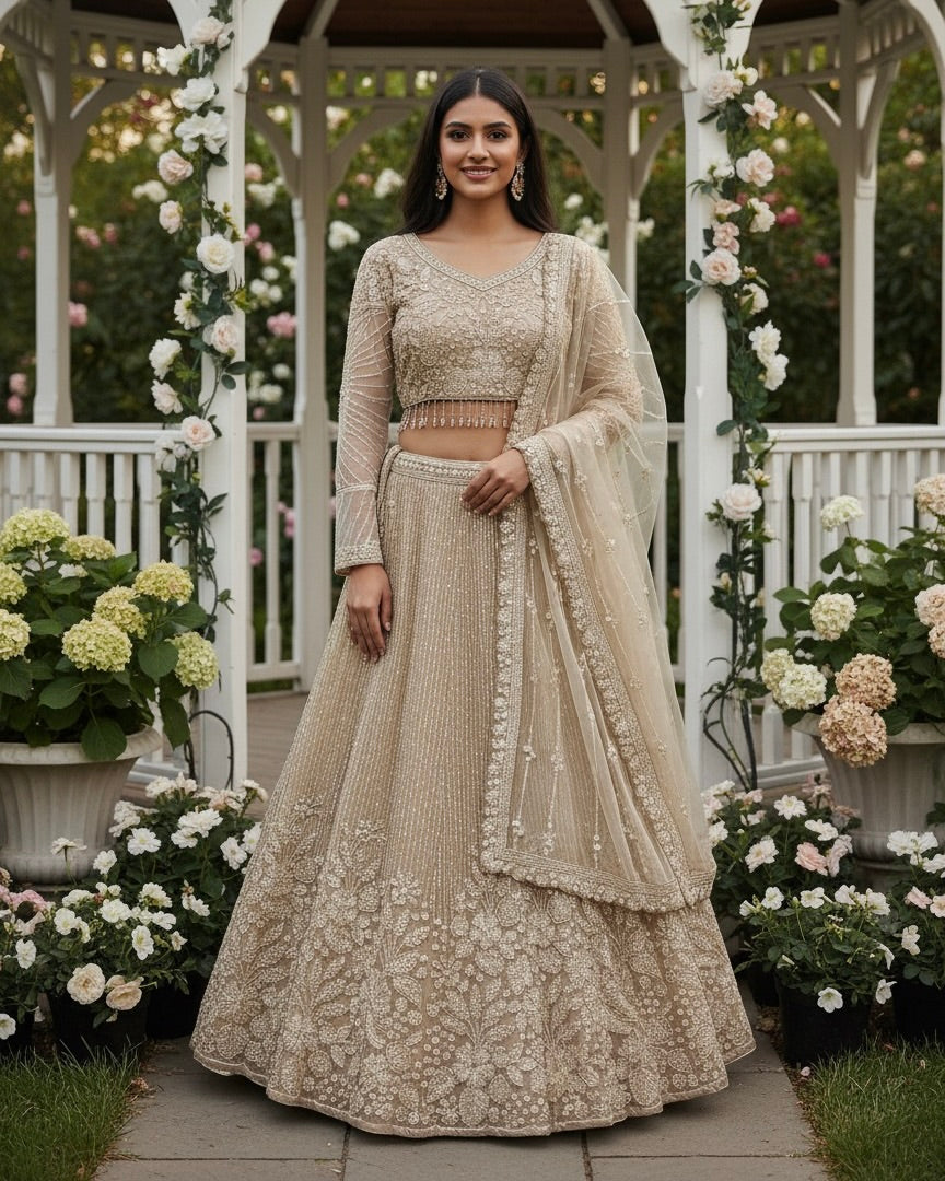 Bridal Gold Net Embroidered Dupatta (45711)