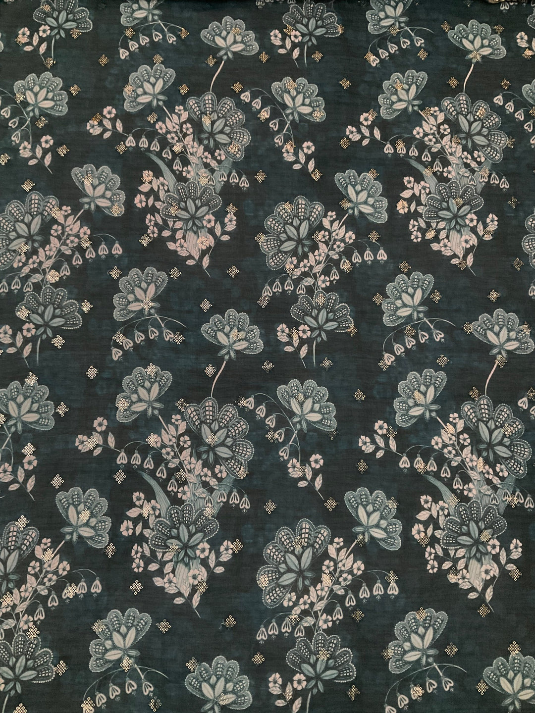 Printed Chinnon Sequence Embroidery Fabric (39164)