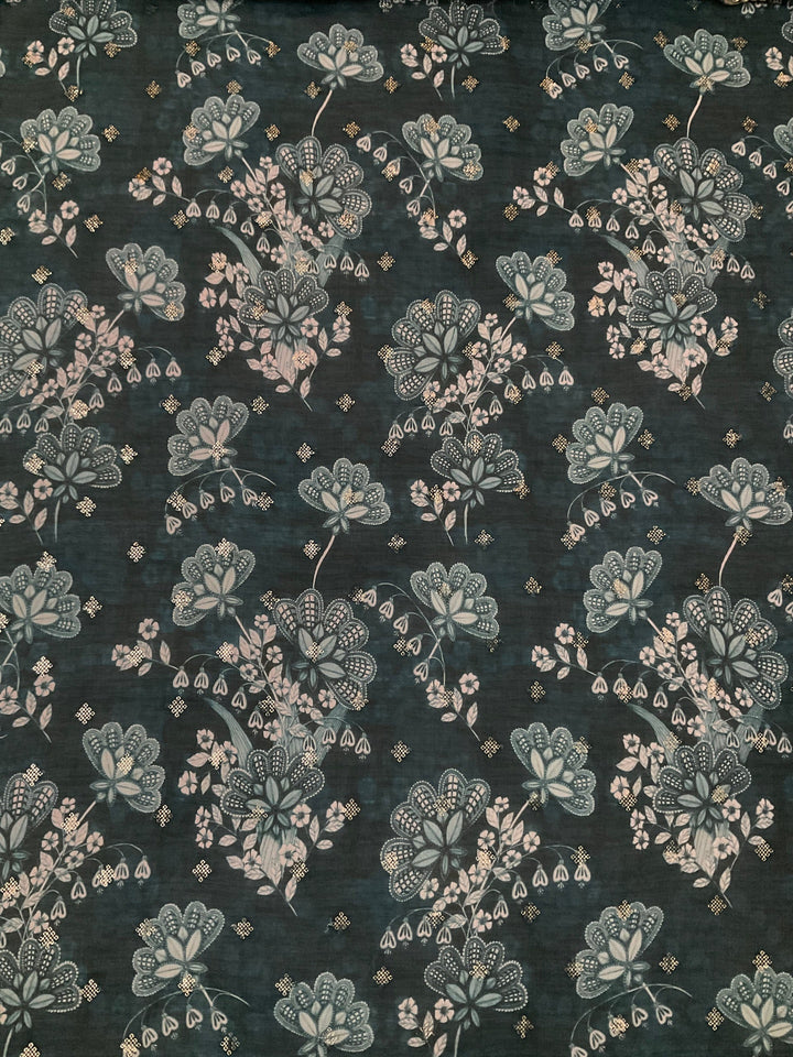 Printed Chinnon Sequence Embroidery Fabric (39164)