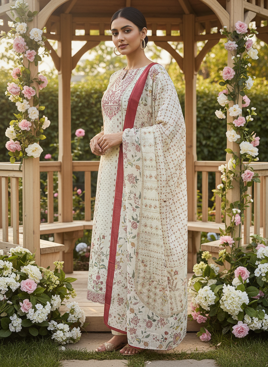 Cream Paisley Cotton Canvas for Effortless Elegance (48435)