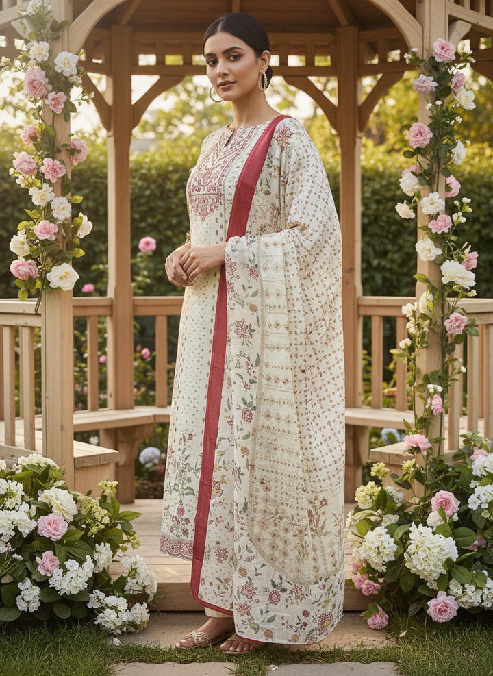 Cream Paisley Cotton Canvas for Effortless Elegance (48435)