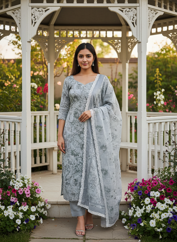 Embroidered Grey Cotton Unstitched Elegance (54984)