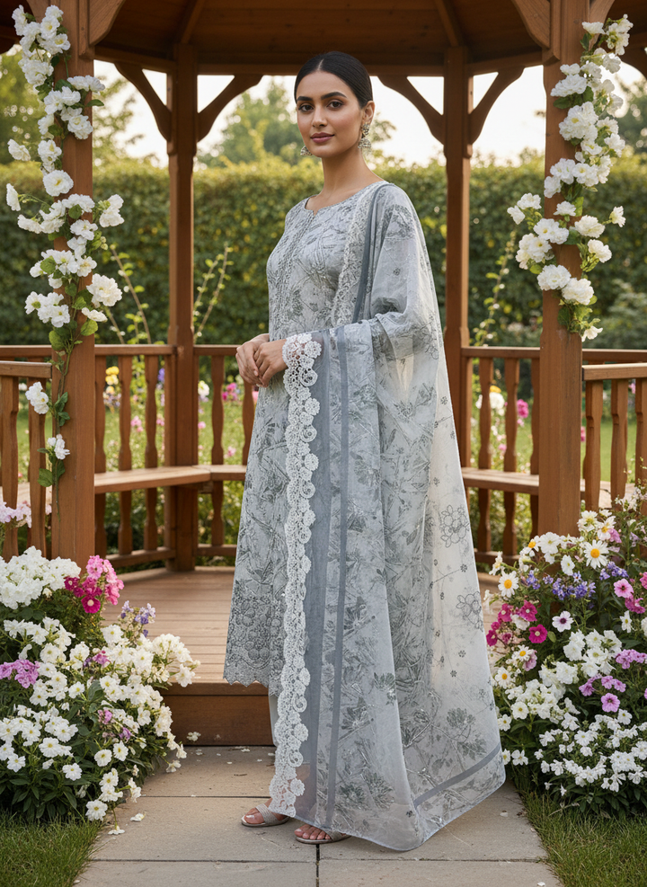 Embroidered Grey Cotton Unstitched Elegance (54984)