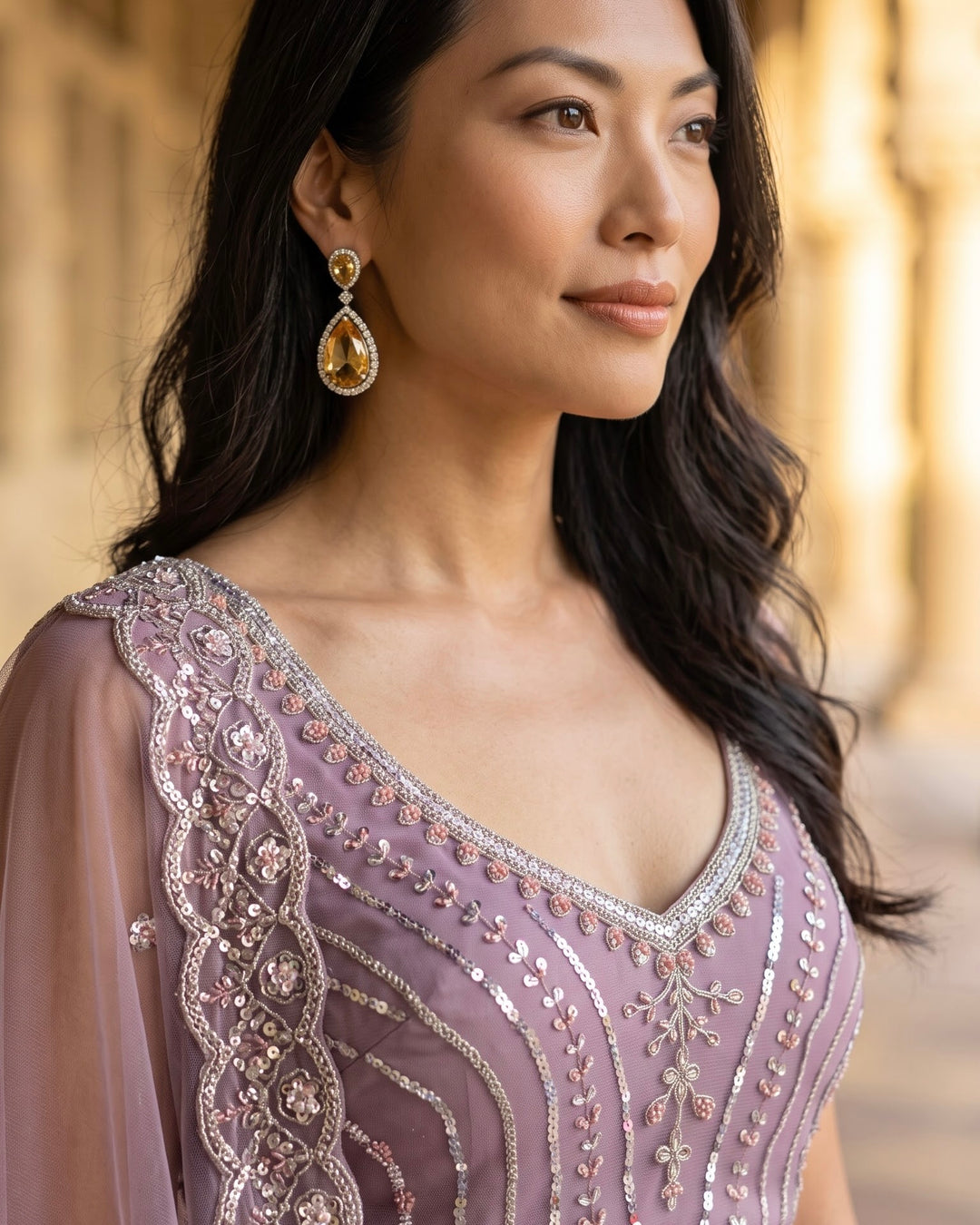 Lavender Net Embroidered Lehenga with Elegant Detailing (54721)