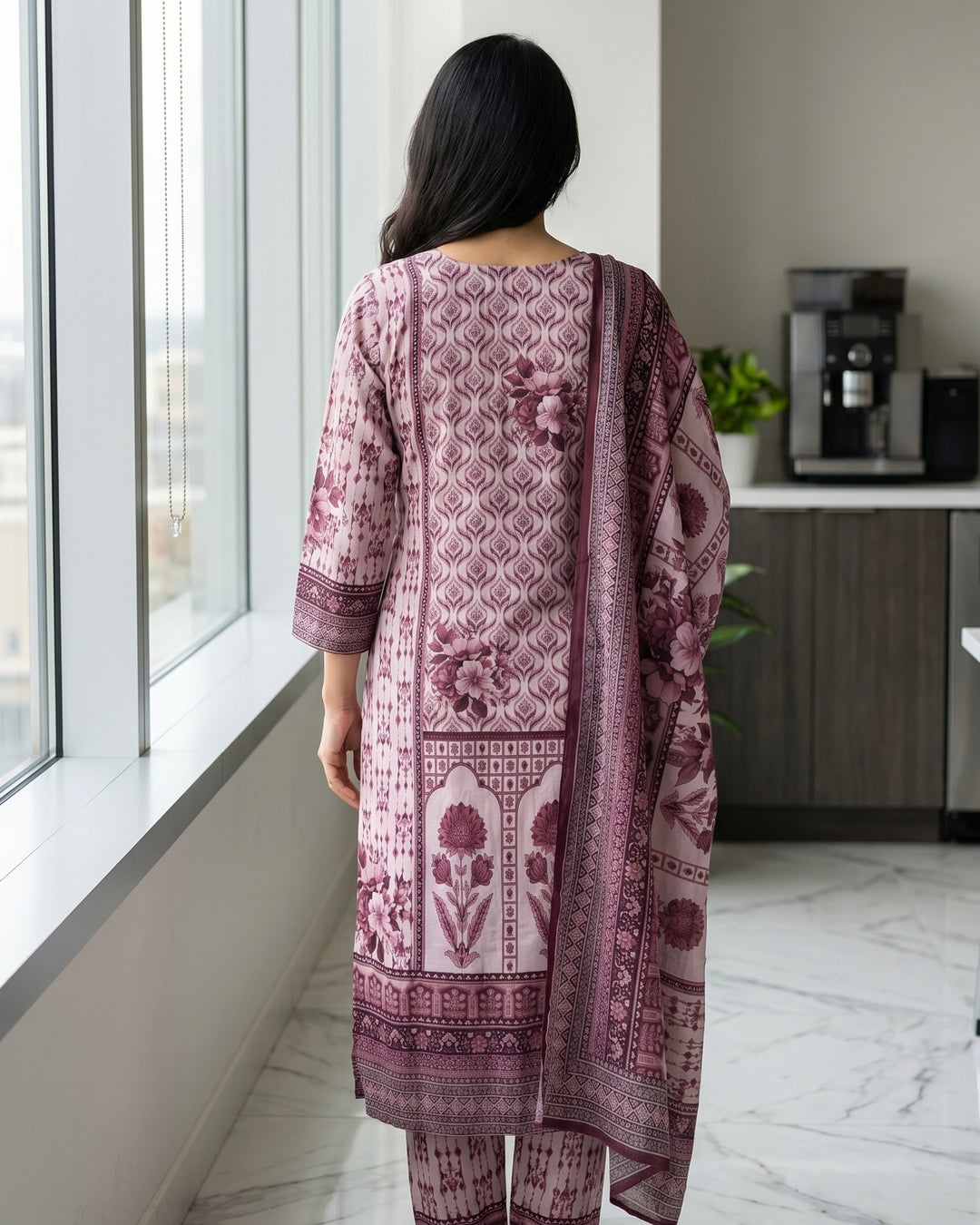 Lavender Crepe Embroidered Dupatta with Elegance (56094)