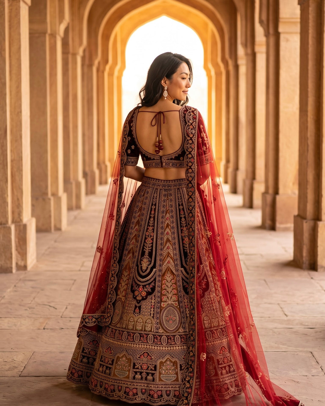 Maroon Silk Embroidered Lehenga with Heritage Elegance (54564)