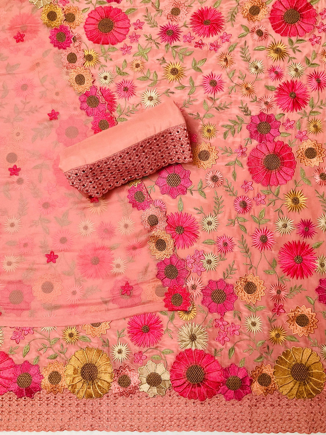 Art Silk Embroidered Unstitched Suit (49470)
