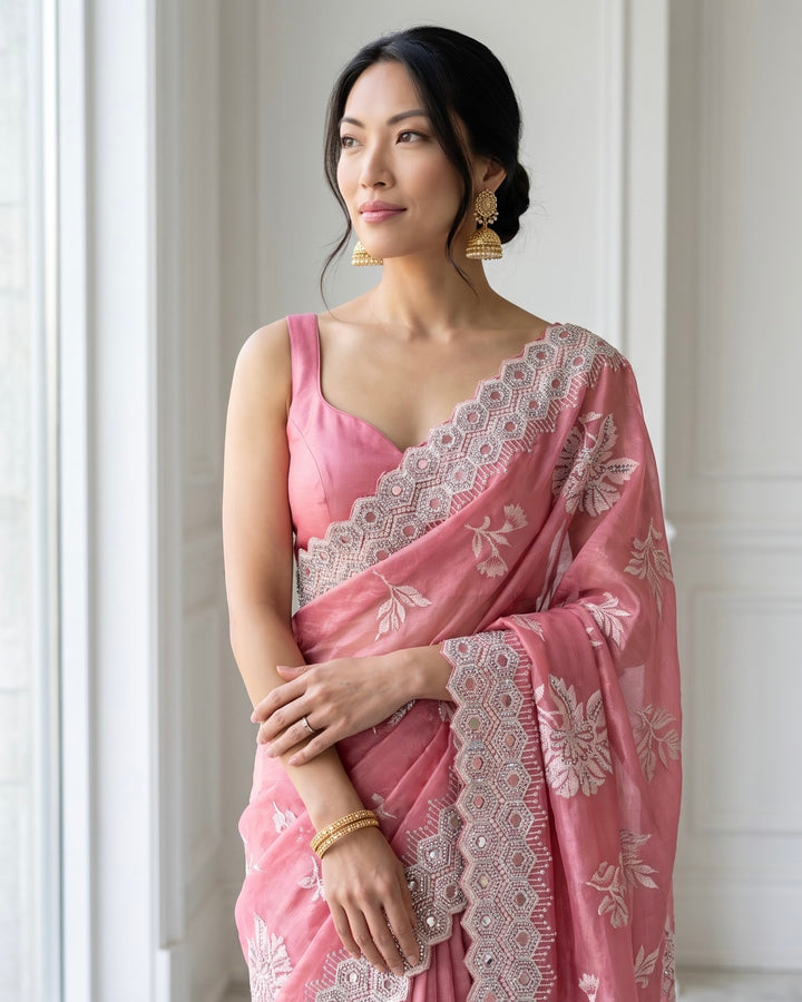 Embroidered Chiffon Saree for Festive Elegance (44279)