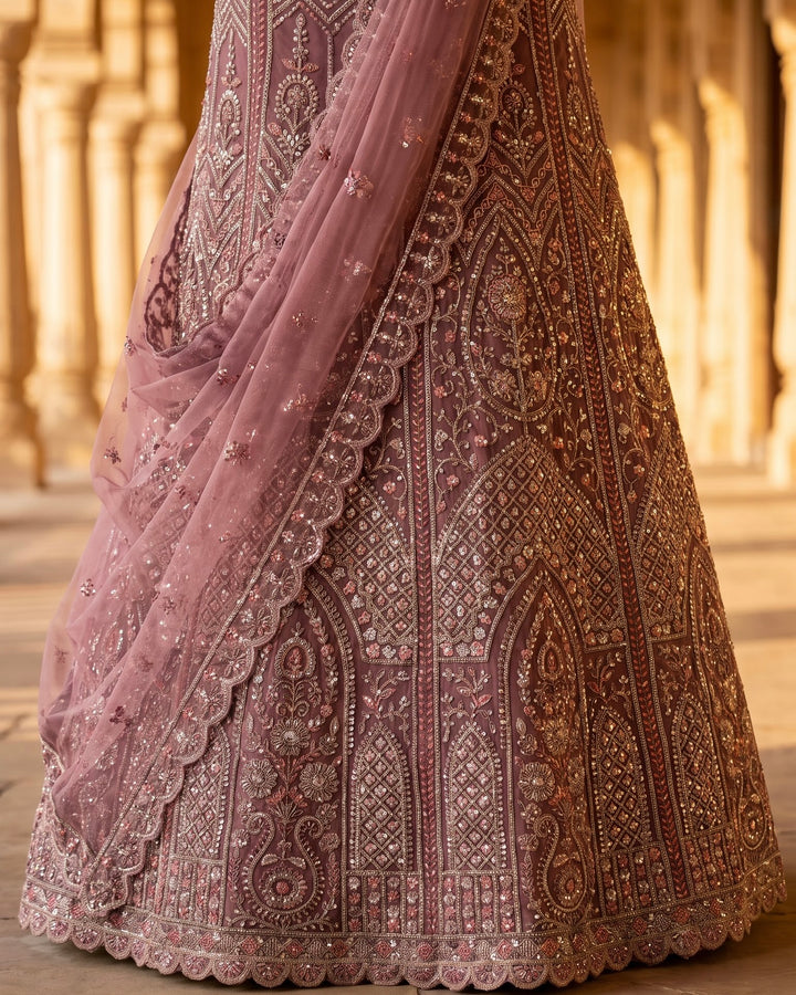 Lavender Net Embroidered Lehenga with Elegant Detailing (54721)