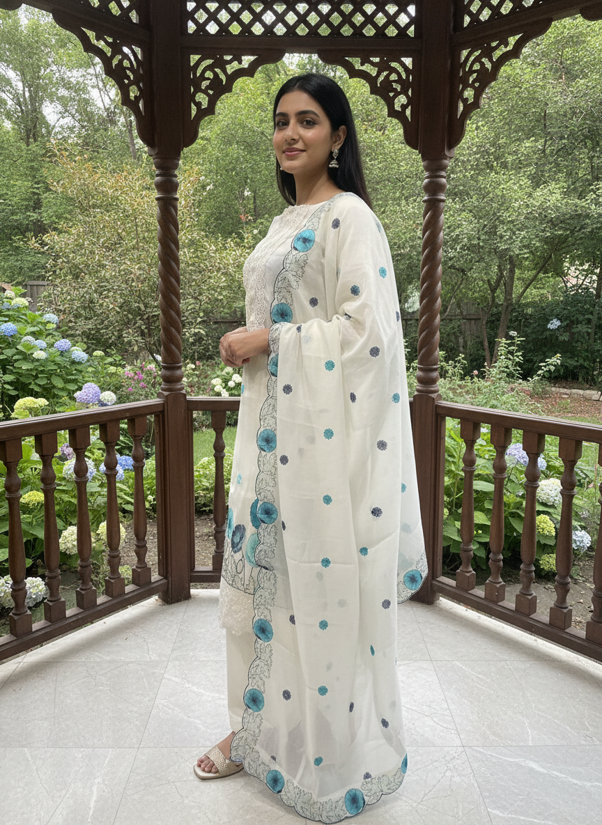 Cream Cotton Embroidered Unstitched Elegance (58447)